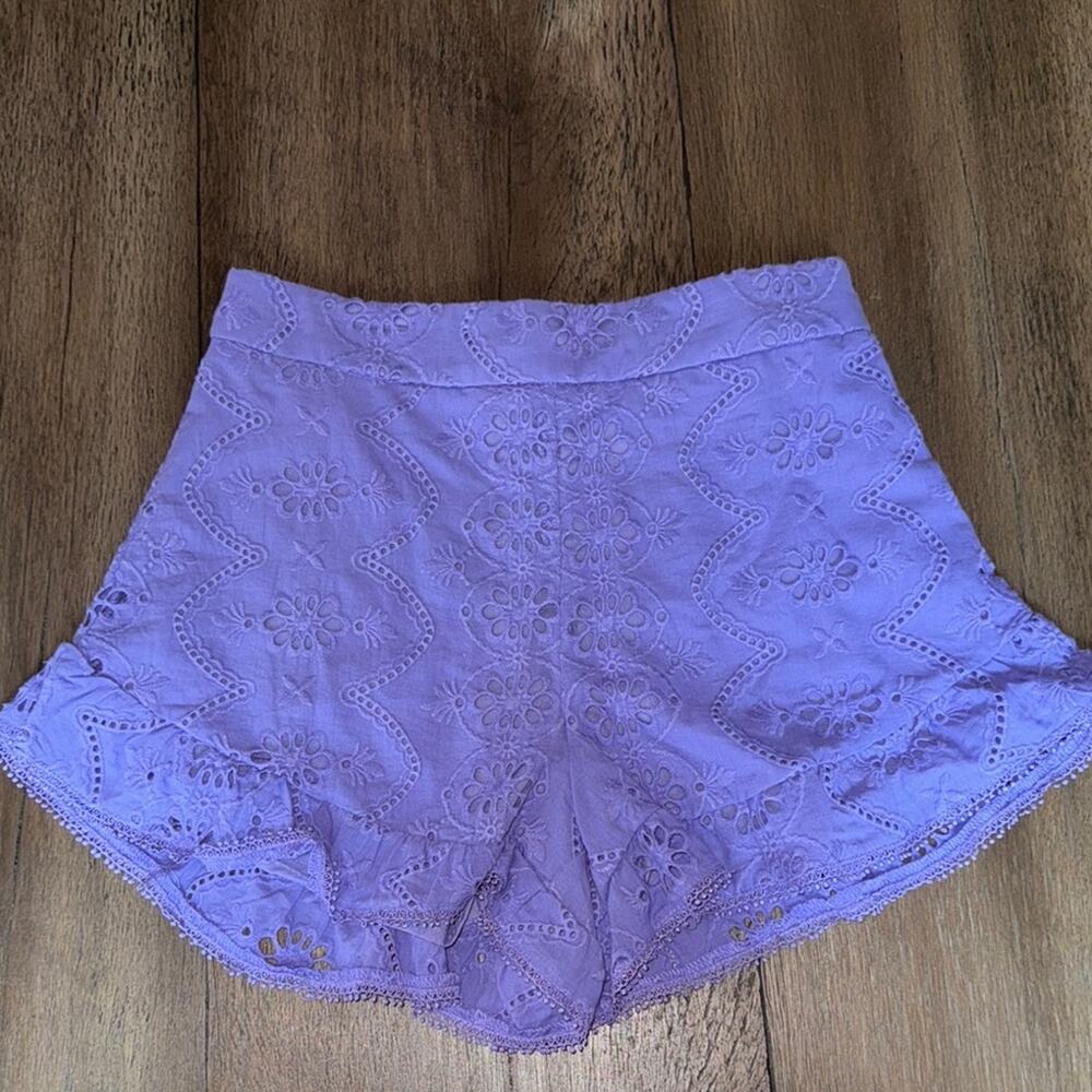 DO+BE Purple Orchid Seaside Eyelet Ruffle High-Rise Short Medium